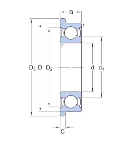 SKF W 638/4 R-2Z (SF684-2Z) Edelstahl-Kugellager mit Flansch