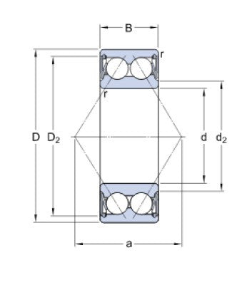 SKF 3308 A-2RS1TN9/MT33 angular contact ball bearing