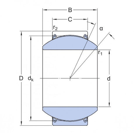 SKF GEH 90 TXE-2LS (GE 90-FW-2TS) maintenance-free spherical bearing, steel/PTFE