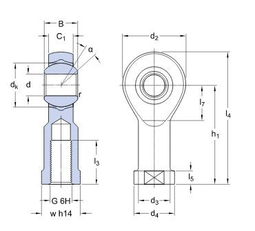 SKF SIKB 16 F Gelenkkopf, Innengewinde rechts, Stahl/PTFE FRP