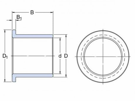 SKF PBMF 202820 M1G1 Sliding Flanged Bearing, Solid Bronze